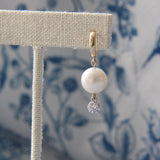 Darling Pearl Earrings with Collet Diamond Drops