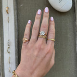 Vintage 14k Gold Flower Signet Diamond Ring