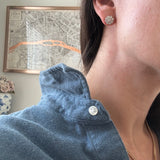 Vintage 18K Diamond Floral Stud Earrings