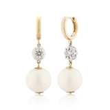 Collet Diamond Drop Pearl Earrings