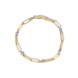 14K Gold Link and Collet Set Diamond Bracelet