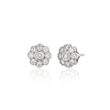 Vintage 18K Diamond Floral Stud Earrings