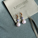 Collet Diamond Drop Pearl Earrings