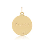 Gold pendant with engraved date '3-1-25' on a white background