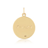 Gold pendant with engraved date '3-1-25' on a white background