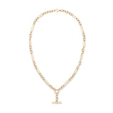 Gold chain necklace with a clasp on a white background