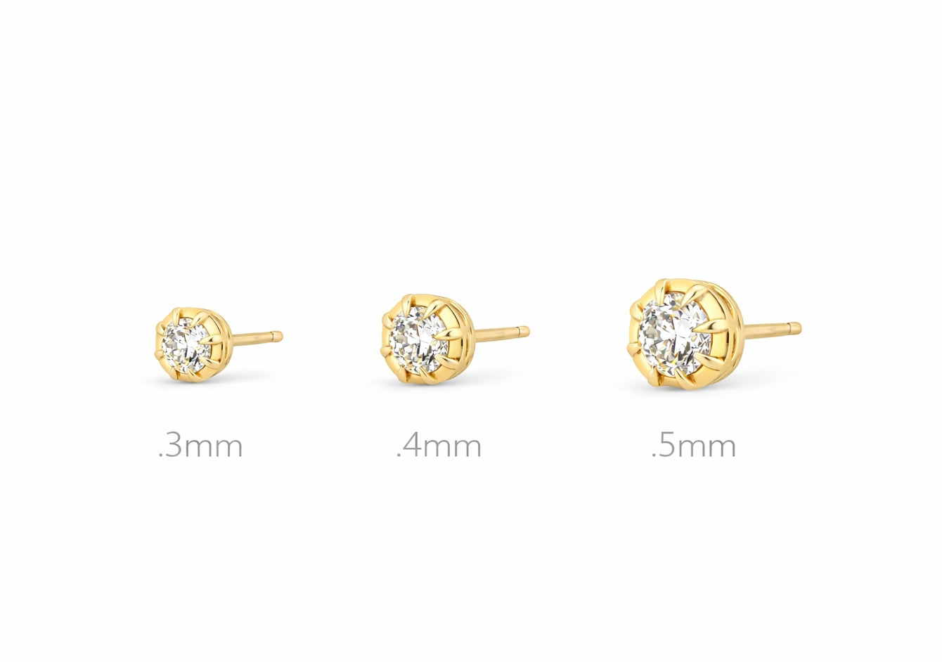 14K Yellow Gold Diamond Stud Comparison