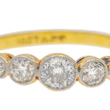 Antique Art Deco 18ct gold diamond 5-stone bezel-set ring