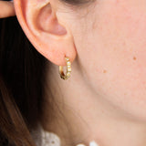 14K Gold Diamond Scalloped Huggies