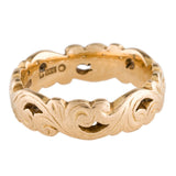 Antique 14K Gold Floral Carved Band