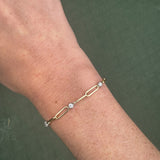 14K Gold Link and Collet Set Diamond Bracelet