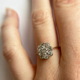 Vintage 18K Gold Flower Diamond Cocktail Ring