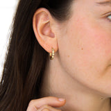 14K Gold Diamond Scalloped Huggies