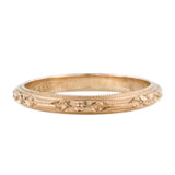 Antique 14K Gold Carved Flower Band