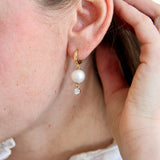 Darling Pearl Earrings with Collet Diamond Drops