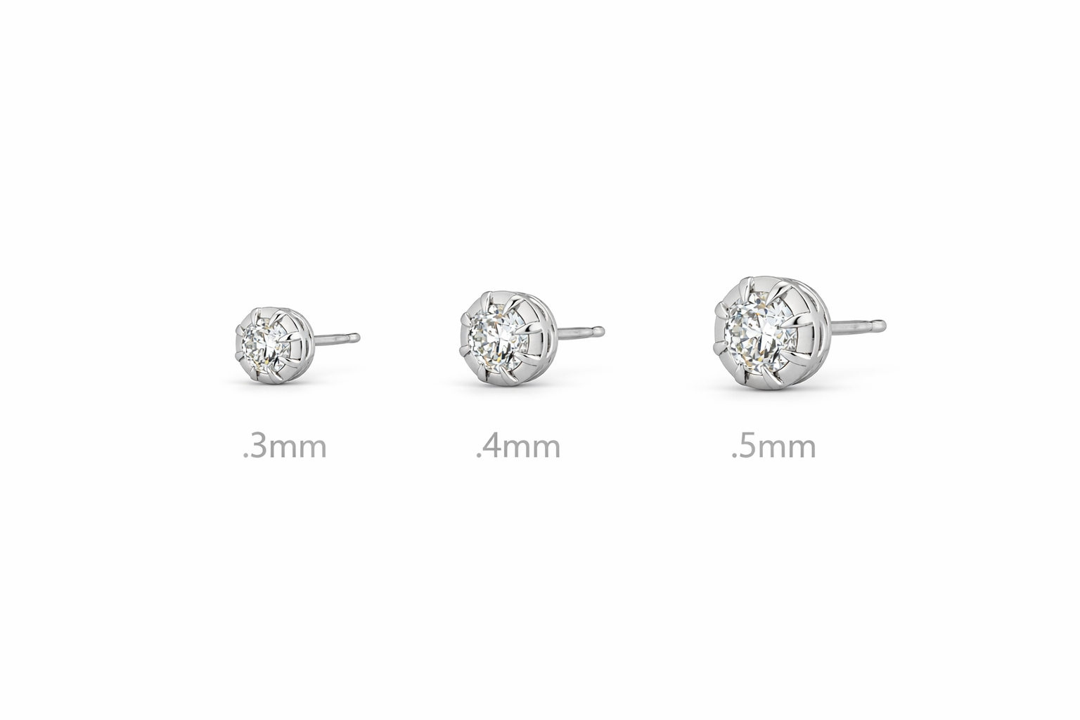 Diamond Stud earring Size Comparison