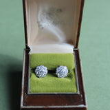 Vintage 18K Diamond Floral Stud Earrings