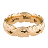 Antique 14K Gold Floral Carved Band