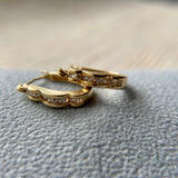 Vintage 14K Diamond Scalloped Hoop Earrings