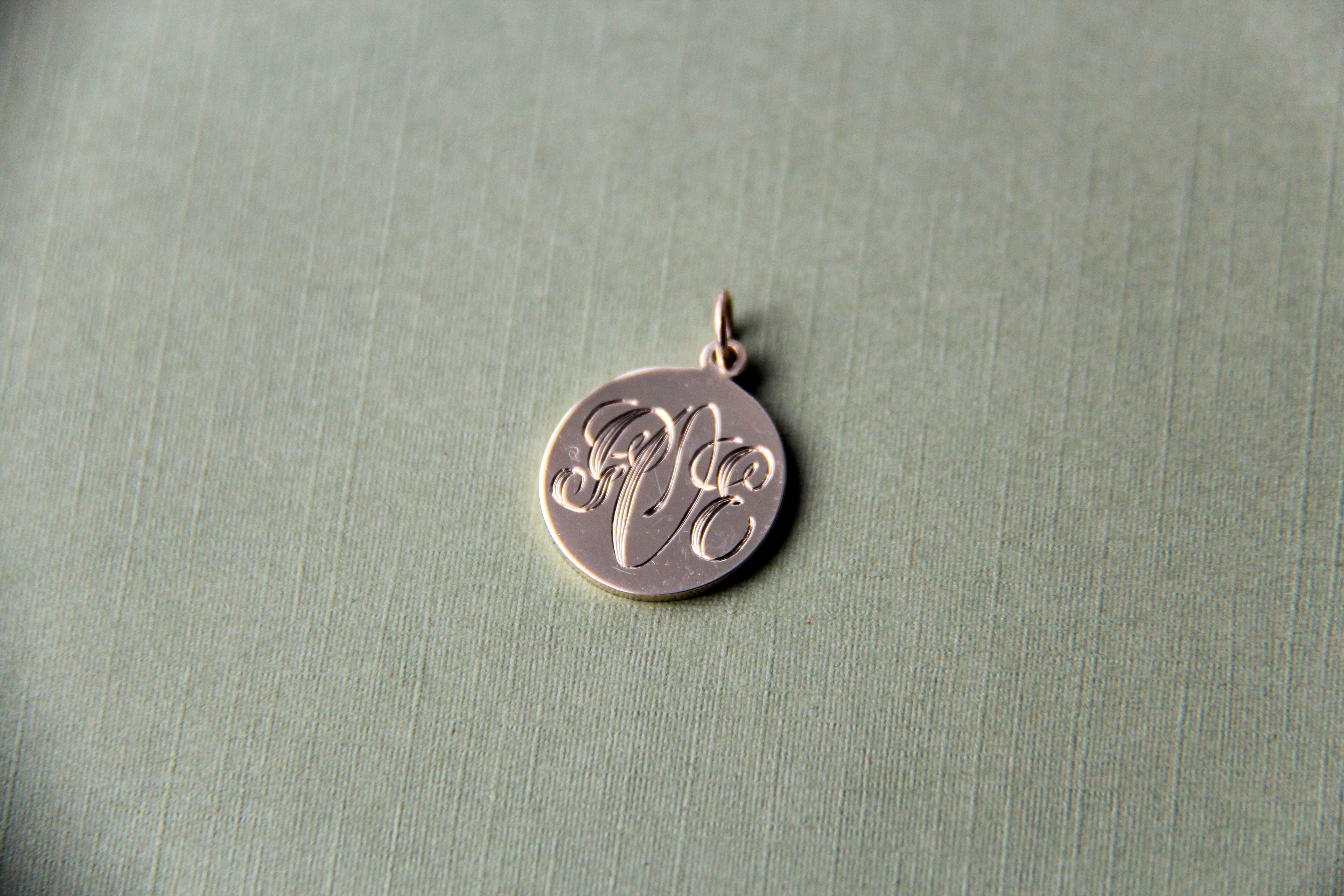 Gold Pendant with Engraved Initials