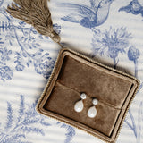 Diamond Collet 14K Gold Pearl Earrings