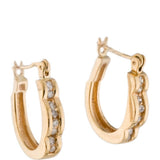 Vintage 14K Diamond Scalloped Hoop Earrings