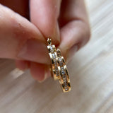 Vintage 14K Diamond Scalloped Hoop Earrings