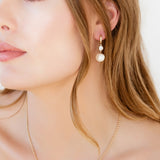Collet Diamond Drop Pearl Earrings 14K Gold
